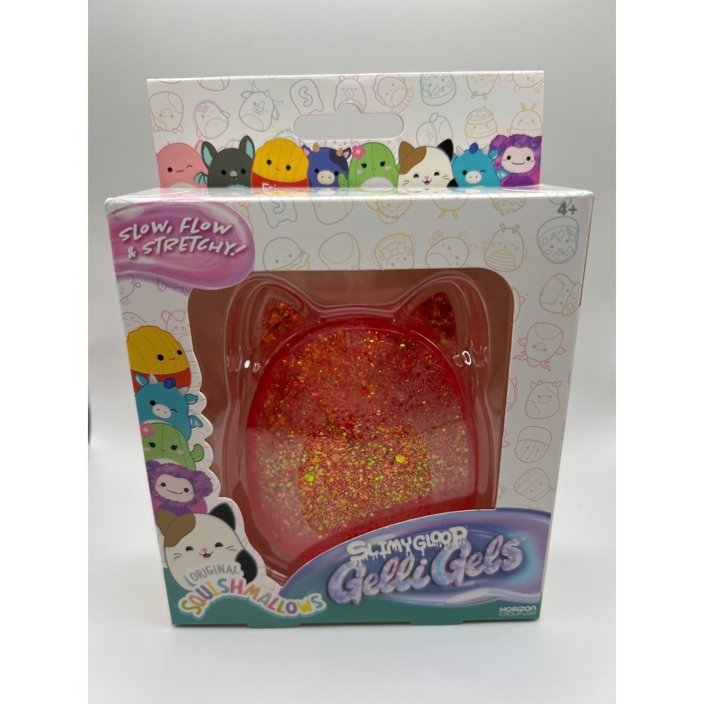 Squishmallows SlimyGloop Gelli Gels Red Pink Glitter Cat Sensory Toy 237974 New